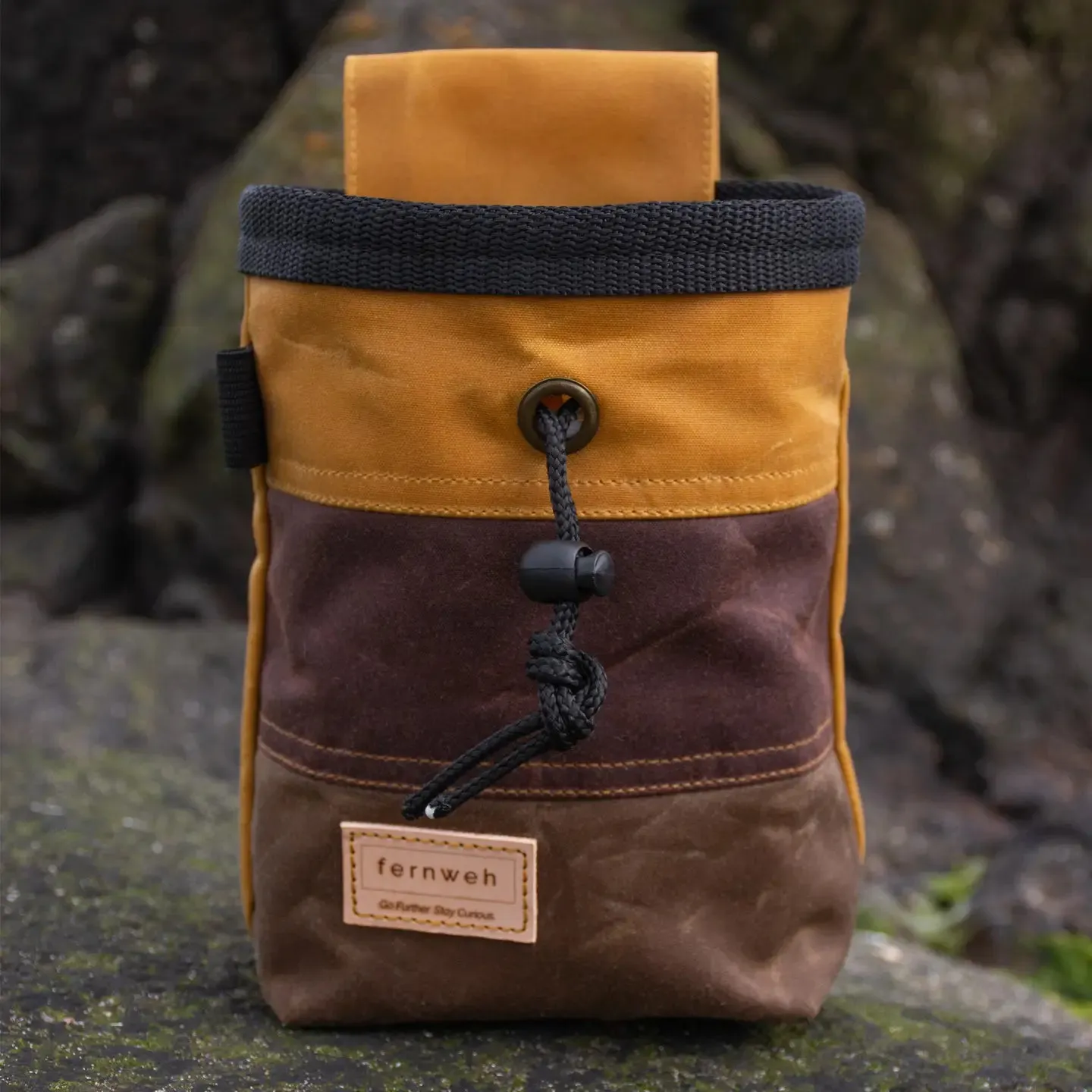 Fernweh UK Waxed Canvas Rock Climbing Chalk Bag - Sand/Bracken/Bark