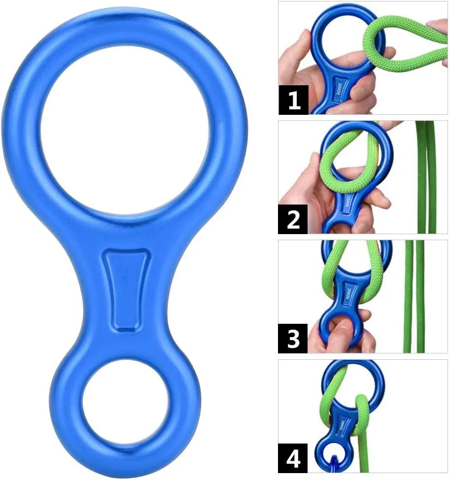 Figure 8 Descender, 35KN Figure 8 Word Rope Descender Rock Climbing Gear Climbing Ascender Rappel Ring Rock Climbing Rescue Gear for Rock Climbing Rescue