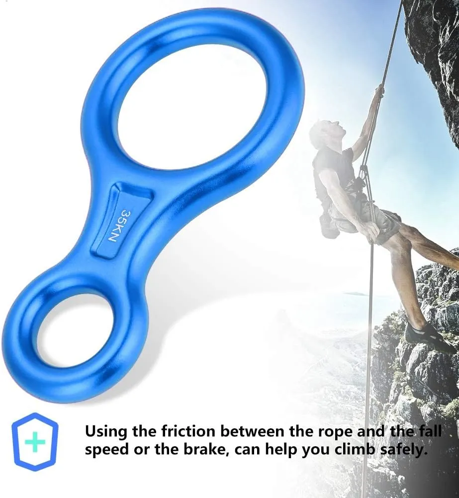 Figure 8 Descender, 35KN Figure 8 Word Rope Descender Rock Climbing Gear Climbing Ascender Rappel Ring Rock Climbing Rescue Gear for Rock Climbing Rescue