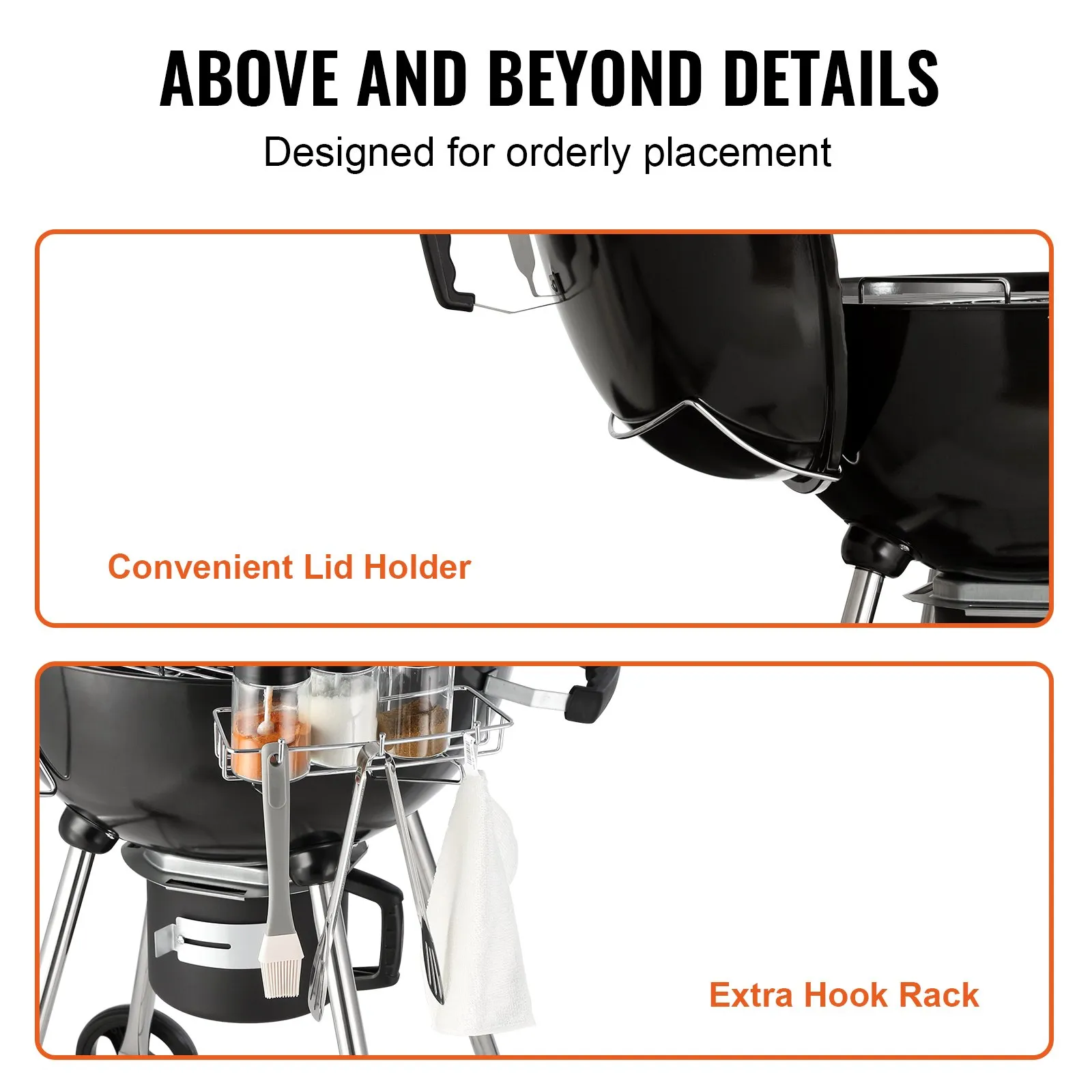 (FINAL PRICES ARE LOWER ON OUR SITE!) VEVOR 22" Kettle Charcoal Grill, Premium Kettle Grill with Wheels Grate and Cover, Porcelain-Enameled Lid and Firebowl with Slide Out Ash Catcher Thermometer for BBQ, Camping, Picnic, Patio and Backyard