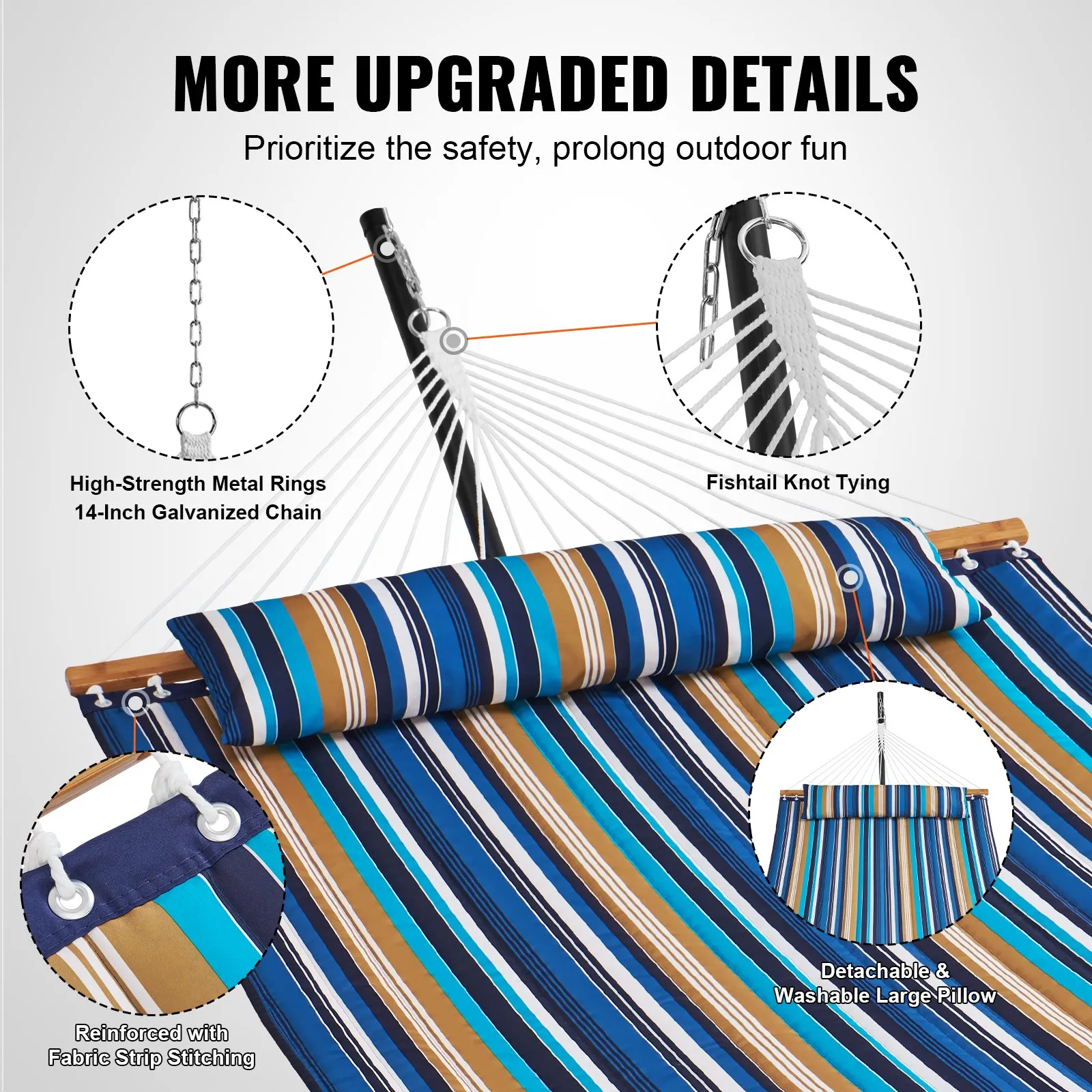 (FINAL PRICES ARE LOWER ON OUR SITE!) VEVOR Two Person Hammock with Stand Included Heavy Duty 480lb Capacity, Double Hammock with 12 FT Steel Stand and Portable Carrying Bag and Pillow, Freestanding Hammock for Outdoor Patio Yard Beach