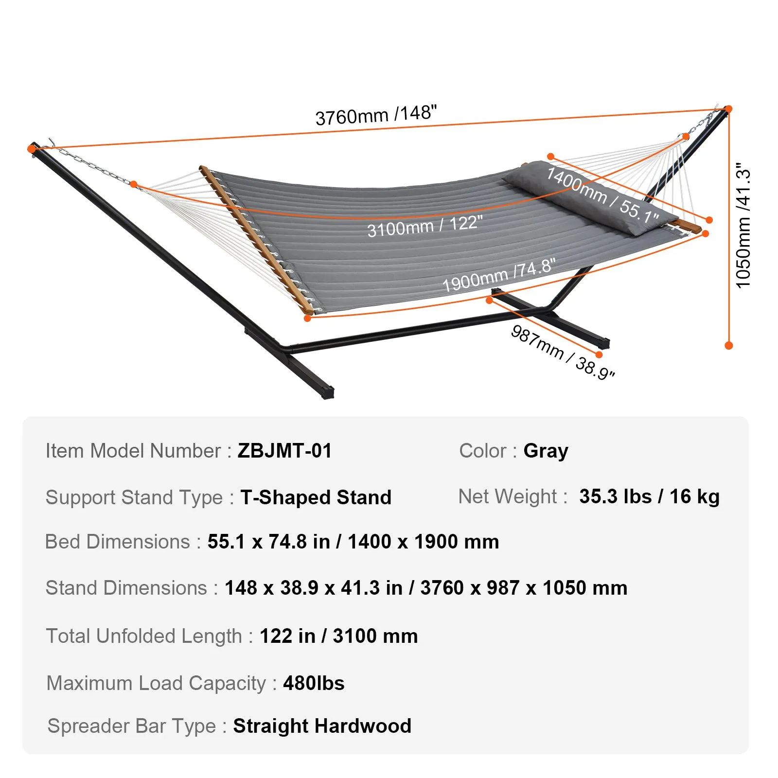 (FINAL PRICES ARE LOWER ON OUR SITE!) VEVOR Two Person Hammock with Stand Included Heavy Duty 480lb Capacity, Double Hammock with 12 FT Steel Stand and Portable Carrying Bag and Pillow, Freestanding Hammock for Outdoor Patio Yard Beach