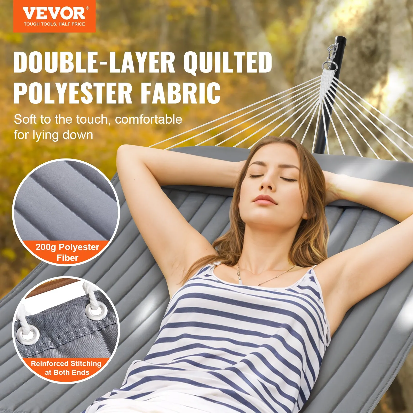 (FINAL PRICES ARE LOWER ON OUR SITE!) VEVOR Two Person Hammock with Stand Included Heavy Duty 480lb Capacity, Double Hammock with 12 FT Steel Stand and Portable Carrying Bag and Pillow, Freestanding Hammock for Outdoor Patio Yard Beach