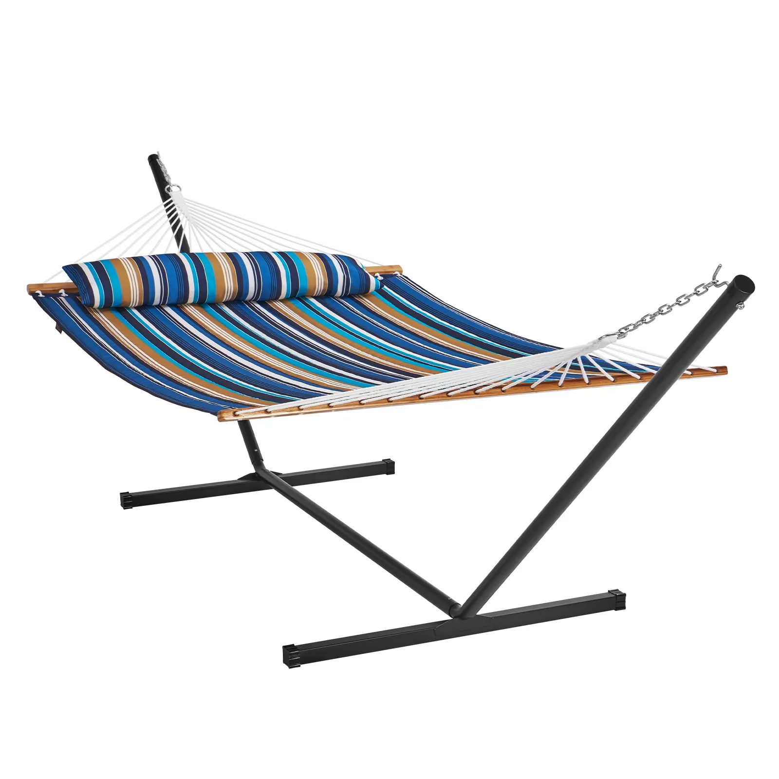 (FINAL PRICES ARE LOWER ON OUR SITE!) VEVOR Two Person Hammock with Stand Included Heavy Duty 480lb Capacity, Double Hammock with 12 FT Steel Stand and Portable Carrying Bag and Pillow, Freestanding Hammock for Outdoor Patio Yard Beach