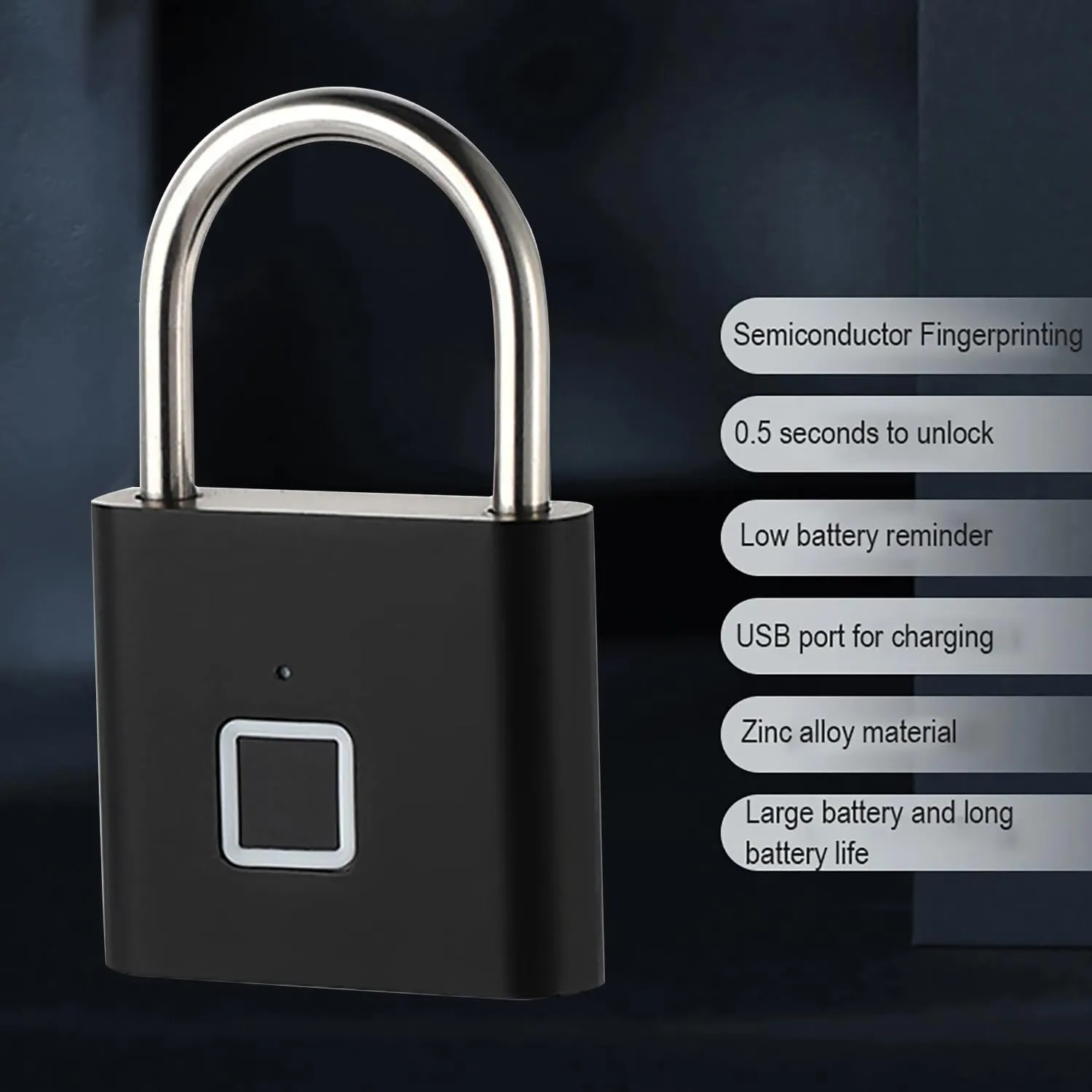 Fingerprint Padlock, Locker Lock, Fingerprint Lock, Portable Biometric Padlock with Keyless Gate Locks for Storage Gym Locks