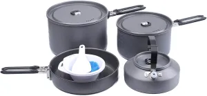 Fire-Maple Feast 4 Piece Camping Cookware Cookware Cookware Kit Outdoor Cookware Set with Pots, Kettle, Saucepans and Spatula for Hiking Fishing Picnic