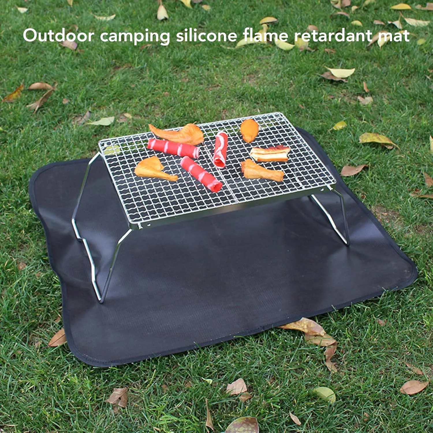 Fireproof Grill Pad, Heat Resistant Fiberglass Cloth, High Temperature and Flame Resistant Foldable Square Fire Pit Mat for Patios and Yards (L Size)