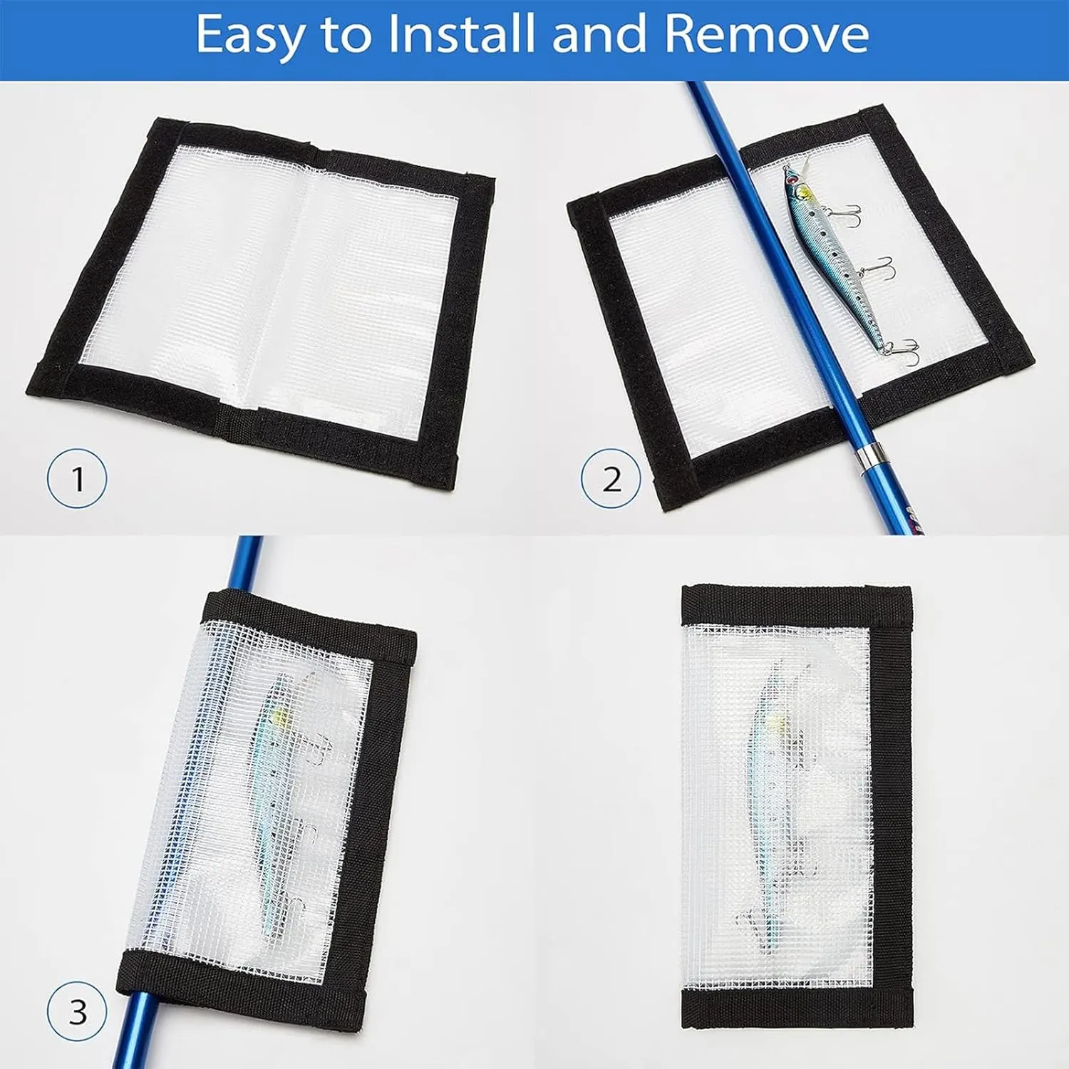 Fishing Lure Wraps 4-10 Pack Durable Clear PVC Lure Wrap for Fishing Rod Saltwater Hook Covers Fabric Lure Protector