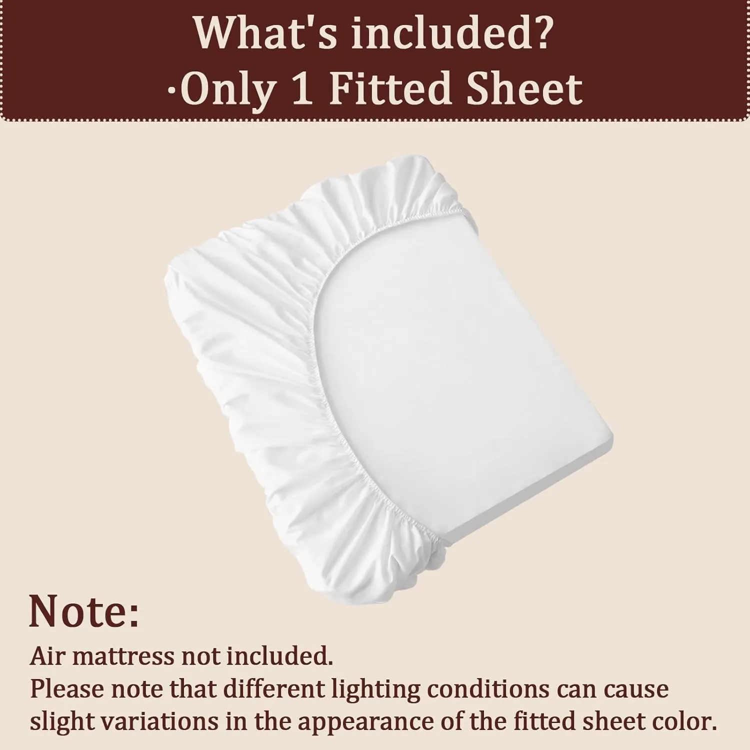 Fitted Sheet for Queen Air Mattress, with 18-24 Inch Extra Deep Pocket, Soft Breathable Bed Sheet Bottom Mattress Cover for Inflatable Air Bed, White