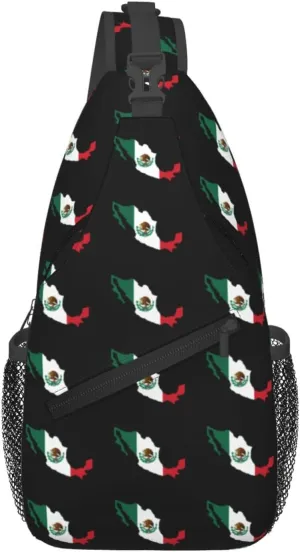 Flag Of Mexico Map Sling Backpack Chest Daypack Crossbody Crossbody Shoulder Bags For Travel Sports Running Hiking