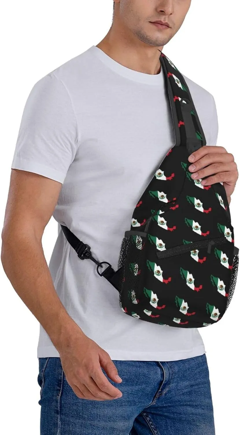 Flag Of Mexico Map Sling Backpack Chest Daypack Crossbody Crossbody Shoulder Bags For Travel Sports Running Hiking