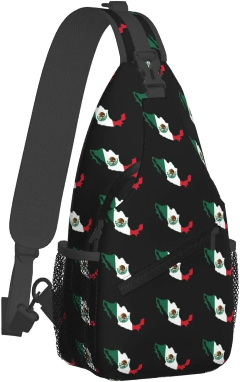 Flag Of Mexico Map Sling Backpack Chest Daypack Crossbody Crossbody Shoulder Bags For Travel Sports Running Hiking