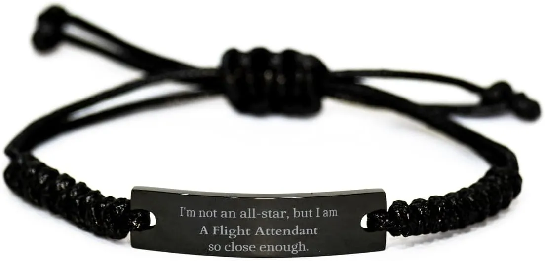Flight Attendant Black Rope Bracelet - Stylish and Inspirational Gifts for Aviation Enthusiasts, Graduation, and Holidays