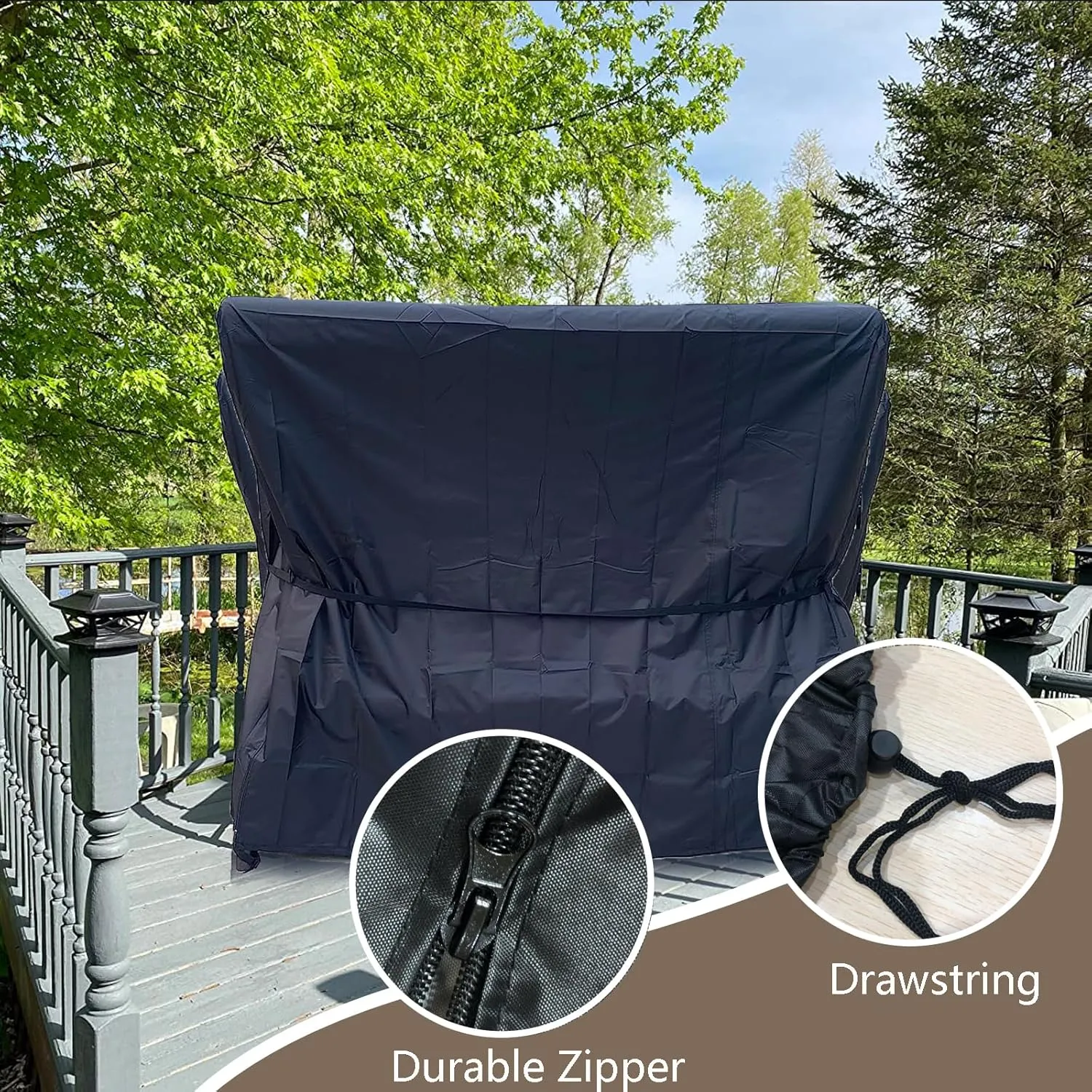 FLYMEI Outdoor Swing Cover 3 Seater Hammock Cover for Porch Swing Canopy Glider Chair and Other Patio Furniture, Waterproof Windproof All Weather Protection, 87'' (L) x 49''(W) x 67''(H)