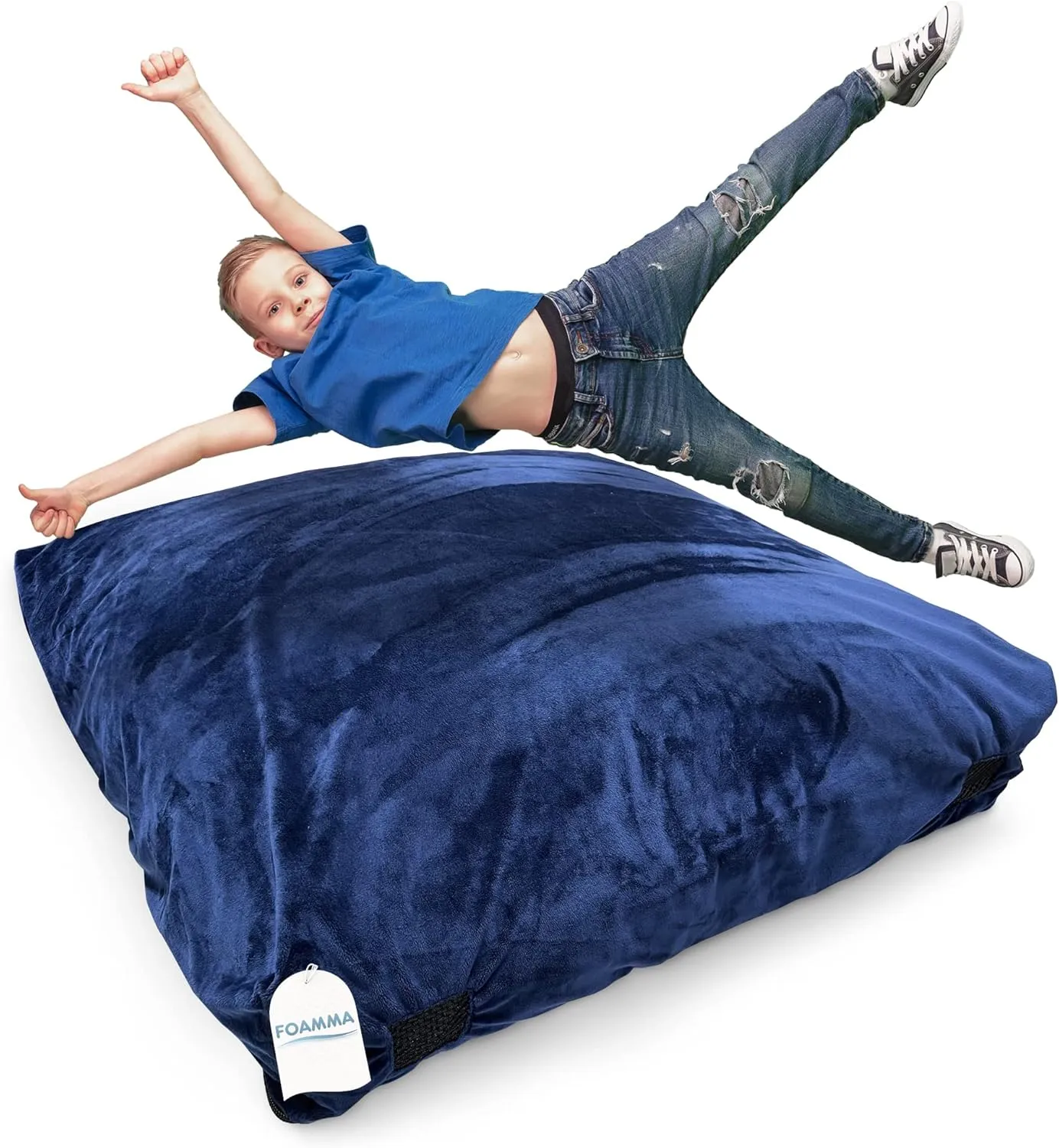 Foamma Crash Pad - (36" X 48’’) (3 Feet X 4 Feet) - Velvet Sensory Pad with Foam Blocks for Kids and Adults with Extreme Comfortable Fabric and Washable Cover, Ideal for Kids to Jump, Play or Relax