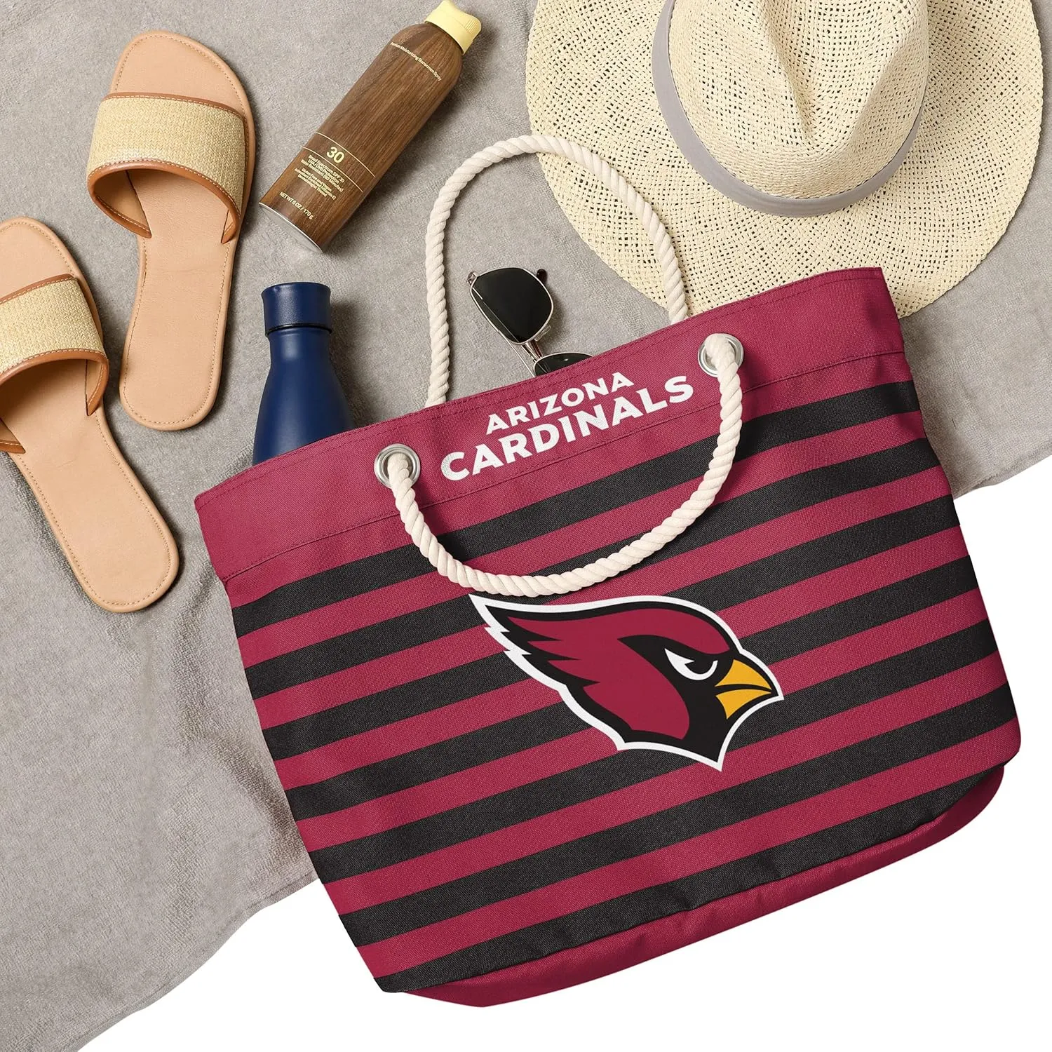 FOCO NFL Team Logo Nautical Stripe Tote Beach Bag