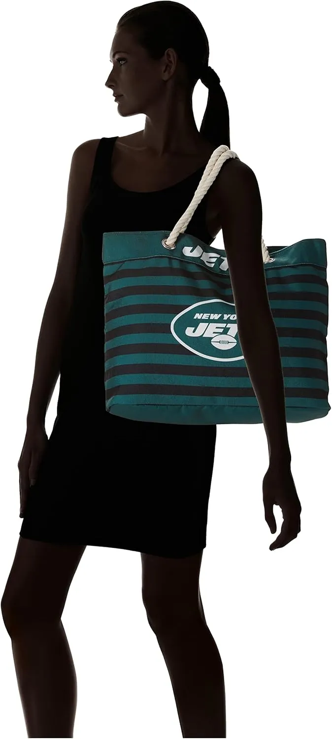 FOCO NFL Team Logo Nautical Stripe Tote Beach Bag