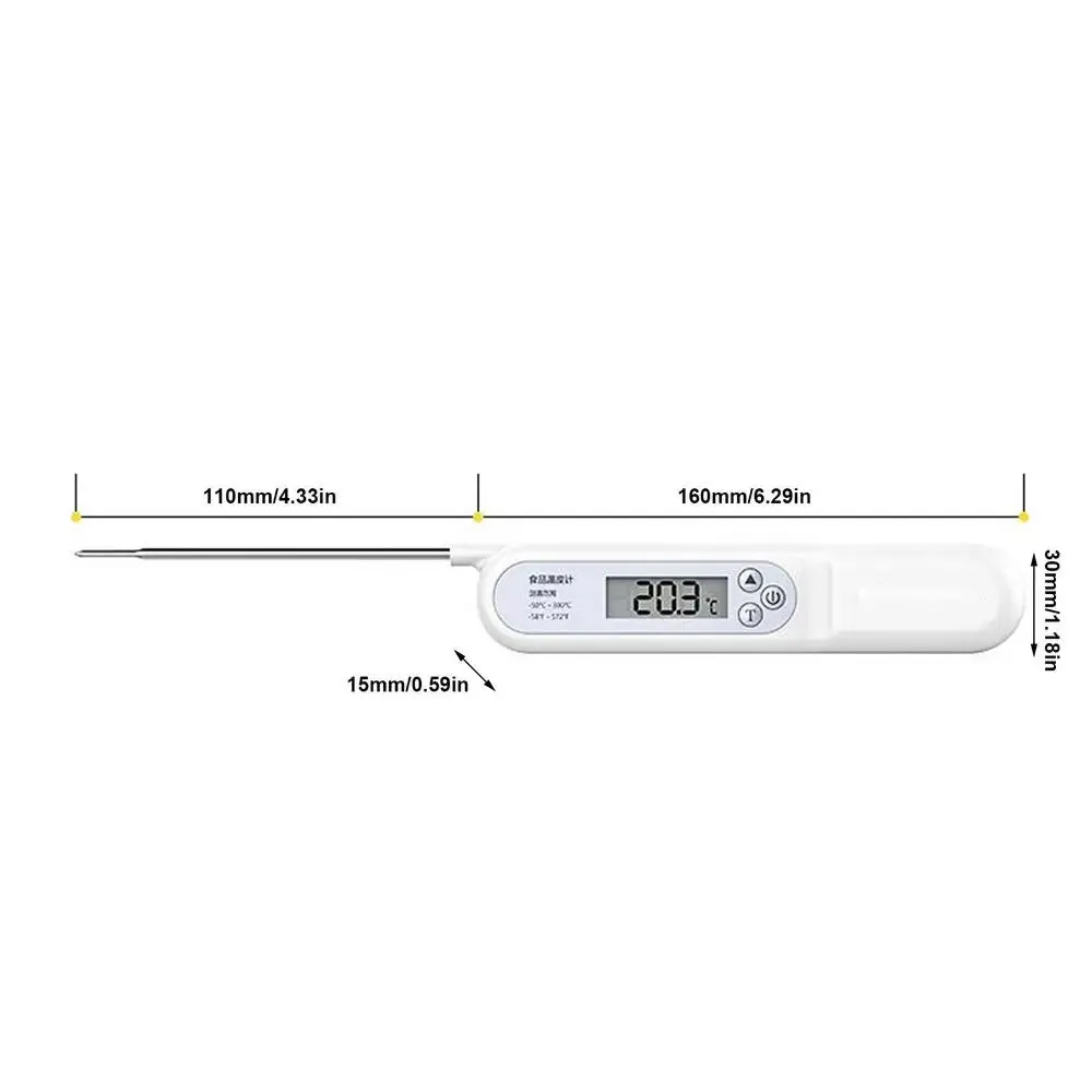 Foldable Food Probe & Hygrometer For Precise Cooking BBQ Grill Smoker Oil Fry Candy Instant Read Tools