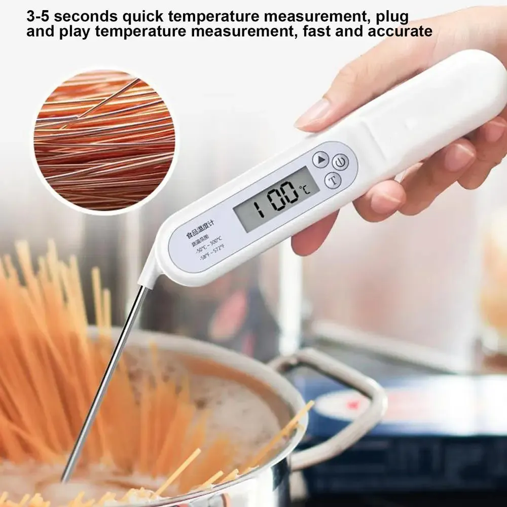 Foldable Food Probe & Hygrometer For Precise Cooking BBQ Grill Smoker Oil Fry Candy Instant Read Tools