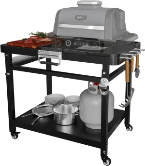 Foldable Grill Stand for Ninja Outdoor Woodfire Series, Grill Cart for OG700 OG800 OG900 Series and OO101 Woodfire Pizza Oven, Replace for XSKUNSTAND Outdoor Stand