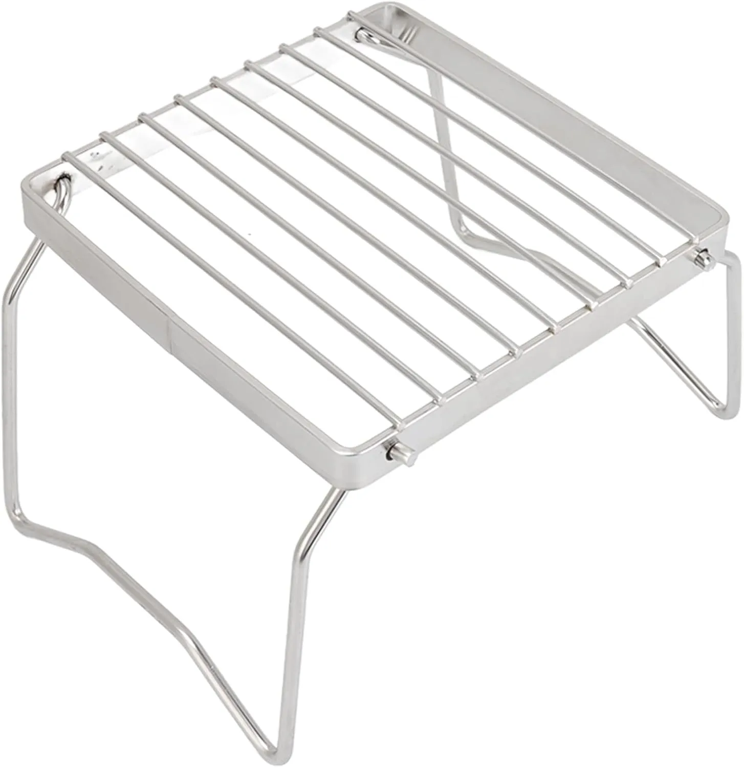 Folding Campfire Grill, Heavy Duty Over Fire Camp Grill Stainless Steel Pot Stand with Legs Carrying Bag, Grid-Shaped Camping Grill Grate for Picnics and Outdoor BBQ
