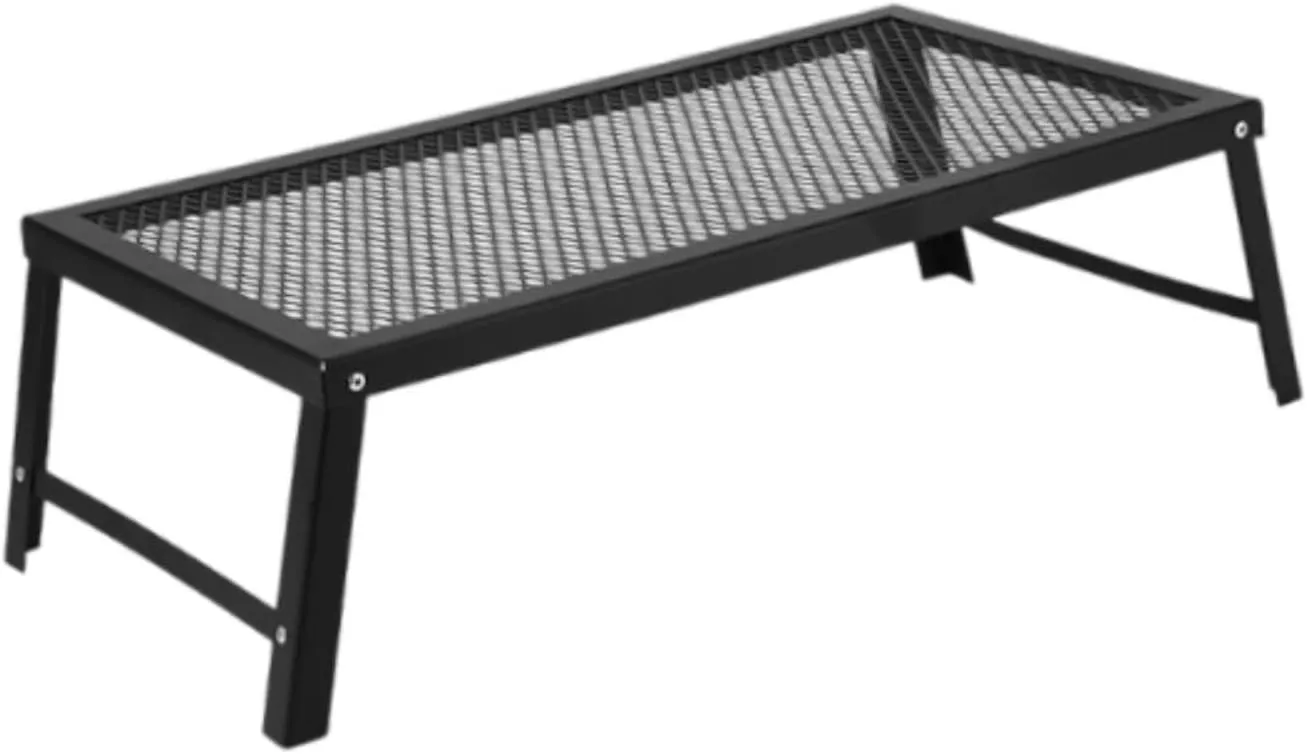Folding Campfire Grill over Fire Accessories with Legs,Heavy Duty Portable for Picnic Travel BBQ Cooking Camping