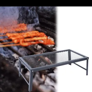 Folding Campfire Grill, Portable Camping Grates Over Fire Pit, Heavy Duty Steel Mesh Grate, Camp Fire Cooking Equipment with Legs Carrying Bag for Outdoor Cooking and Bonfire