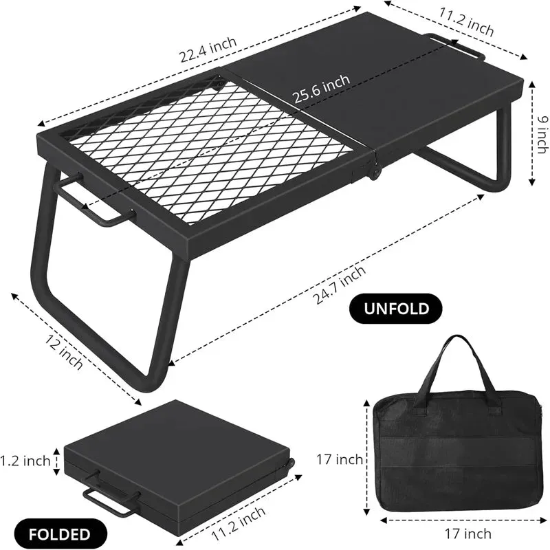 Folding Campfire Grill Portable Heavy Duty Steel Grate