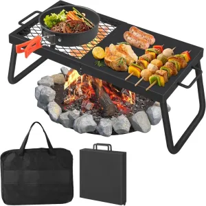 Folding Campfire Grill Portable Heavy Duty Steel Grate