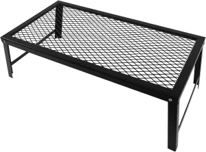 Folding Camping Grill, Iron Grill Rack, 3.08 lbs Portable Barbecue Net Table, Mesh Tabletop, 21.7 * 11.81 * 7.1in, for Outdoor Open Flame Cooking