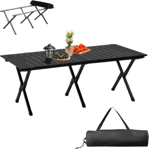Folding Camping Table, Roll Up Beach Tables for Sand Foldable for 2-6 Persons, Small Card Desk Lightweight with Carry Bag, Portable Picnic Desks for Outdoors, BBQ, Easy to Set Up ,46 x 24 x 16.5 inch