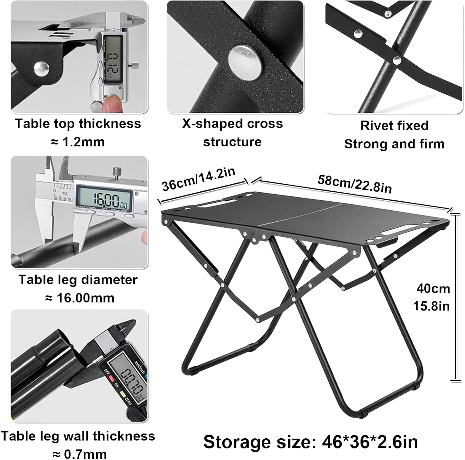 Folding Picnic Table, Carbon Steel Grill Table for Outdoors Wiht Bracket   Baking Tray   Charcoal Stove   Storage Bag, Versatile Portable Grill Tables for Outside BBQ and Camping, Black