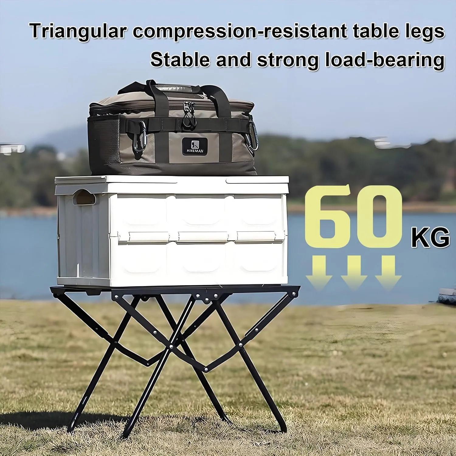 Folding Picnic Table, Carbon Steel Grill Table for Outdoors Wiht Bracket   Baking Tray   Charcoal Stove   Storage Bag, Versatile Portable Grill Tables for Outside BBQ and Camping, Black