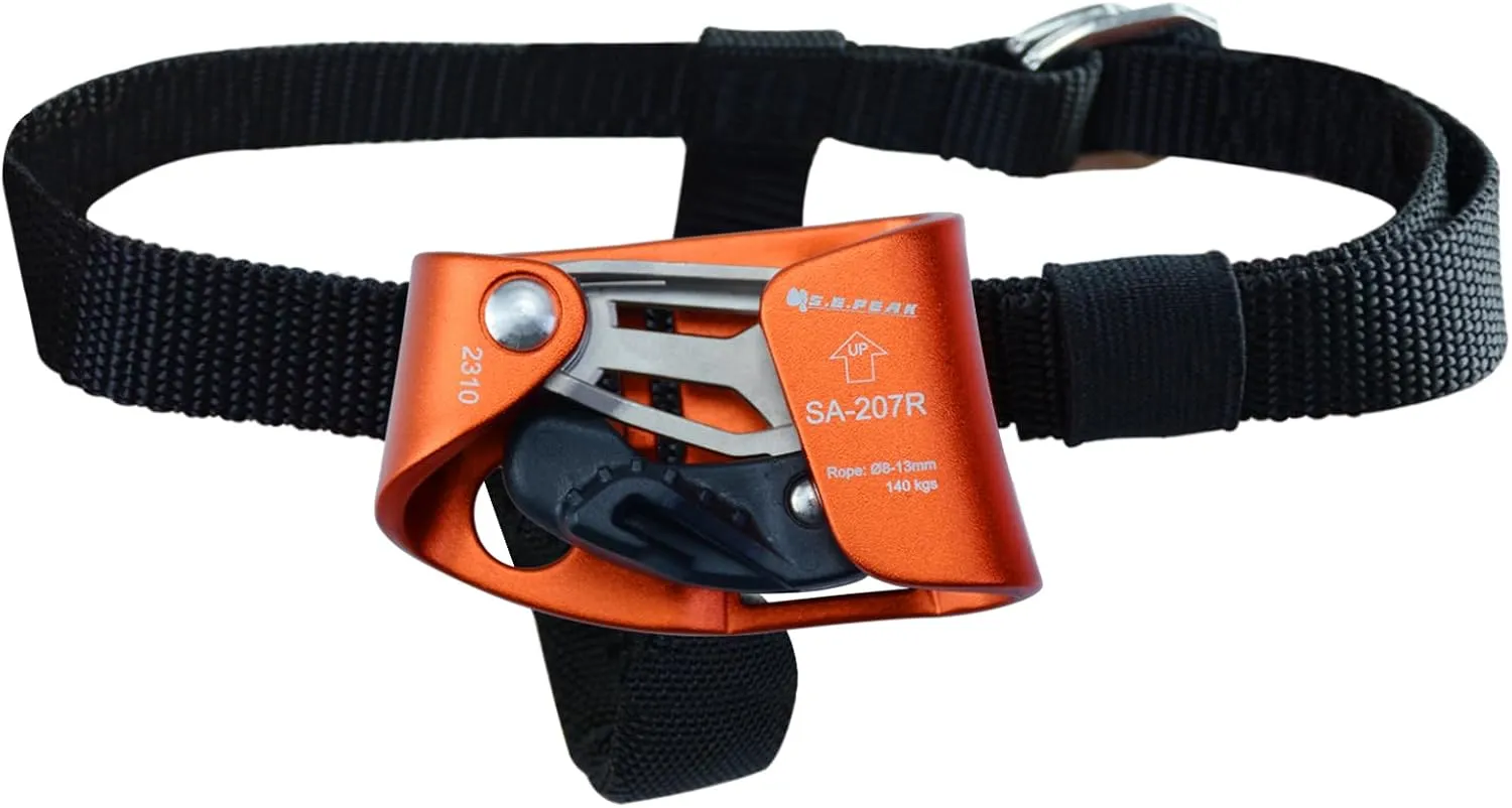 Foot Ascender Upgraded Foot Riser 140kgs Strong Rappelling Gear Equipment for Rock Climbing Tree Arborist, Climbing Rescue Caving, Mountaineering, 8~13MM Rope, Right/Left Foot, 4kN