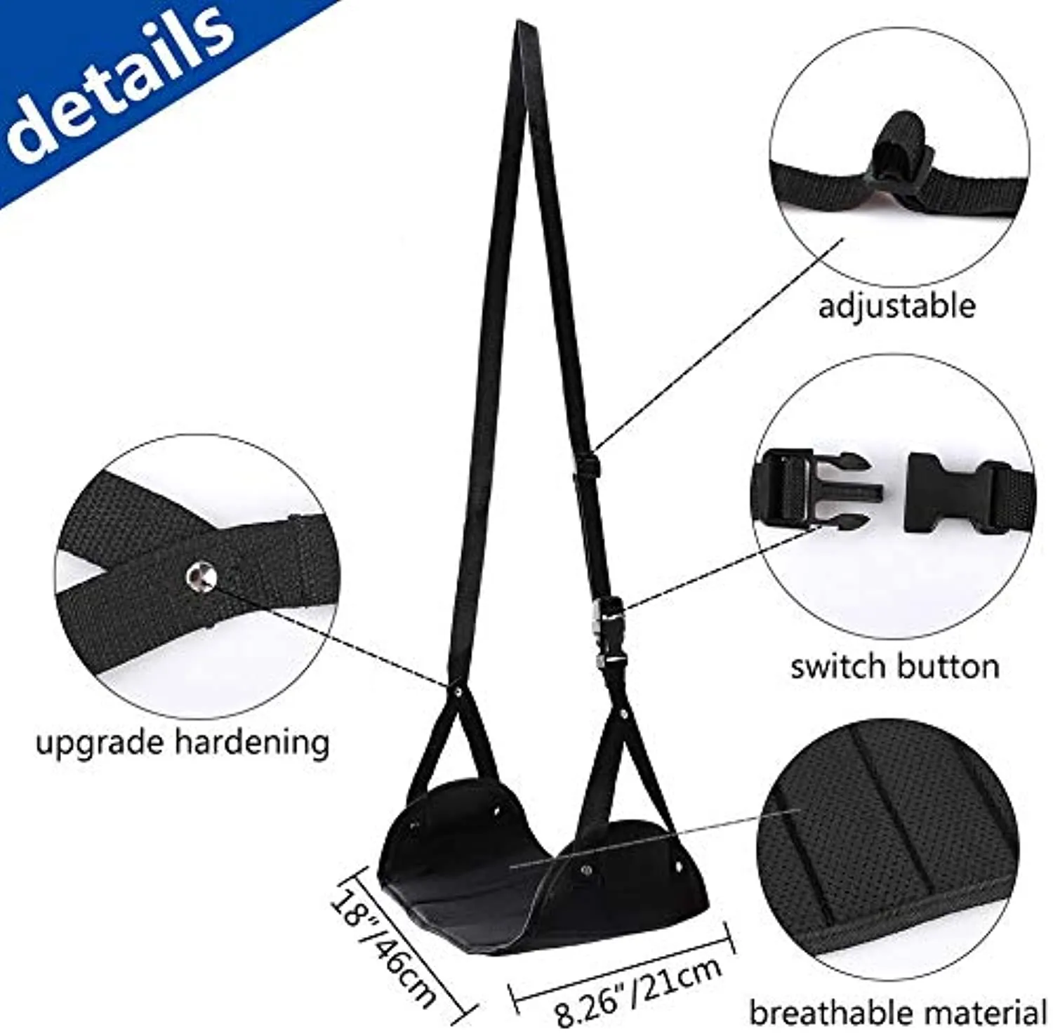 Foot Rest, Portable Travel Footrest Flight Carry-On , Black. (Two Packs)