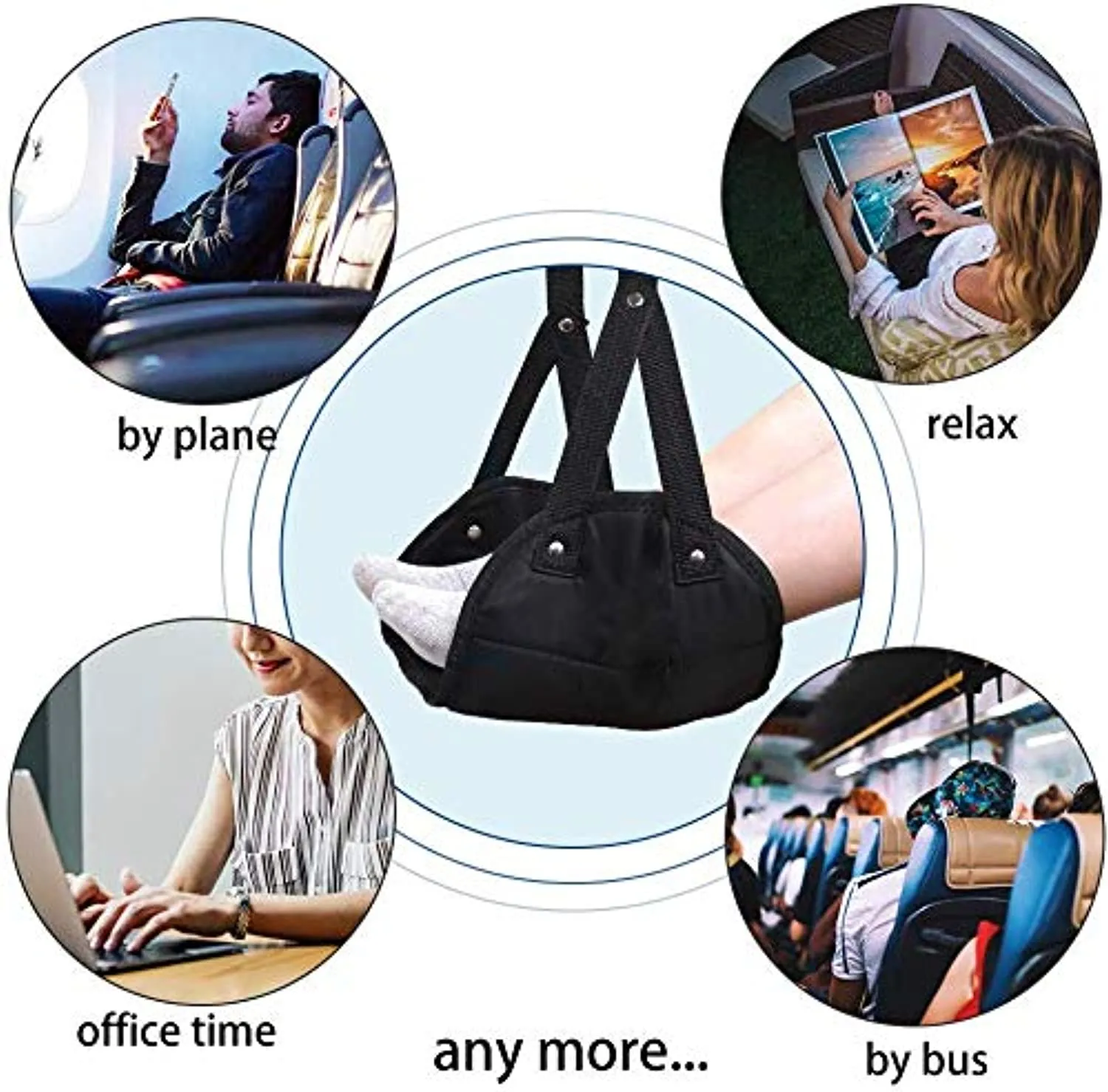 Foot Rest, Portable Travel Footrest Flight Carry-On , Black. (Two Packs)