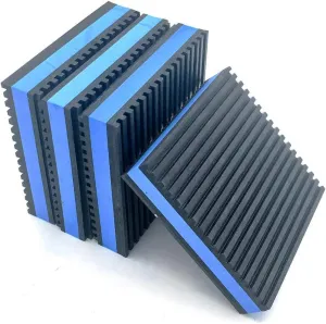 Forestchill Heavy Duty Anti Vibration Pads, 6" x 6" x 7/8" Ribbed Rubber with Blue Foam Center Isolation Pad for HVAC, Air Compressor, Washer and Dryer, Air Conditioner Units (Pack of 4)