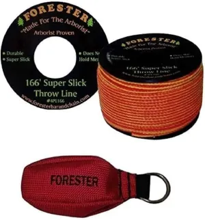 FORESTER Arborist Throw Line Kit - Ultra Slick 100% Polyester Rope with Weighted Throw Bag | Forestry Tree Gear for Low and High Limb Throwing | 3/16 Inch Thick Rope