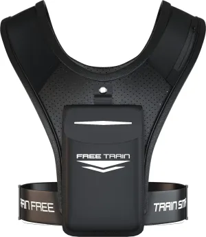 Freetrain V1 Vest - The Original Training and Running Vest Chest Phone Holder - Black - Reflective Workout Gear - Breathable, Durable, Lightweight, Water Resistant - Adjustable Waistband for Snug Fit
