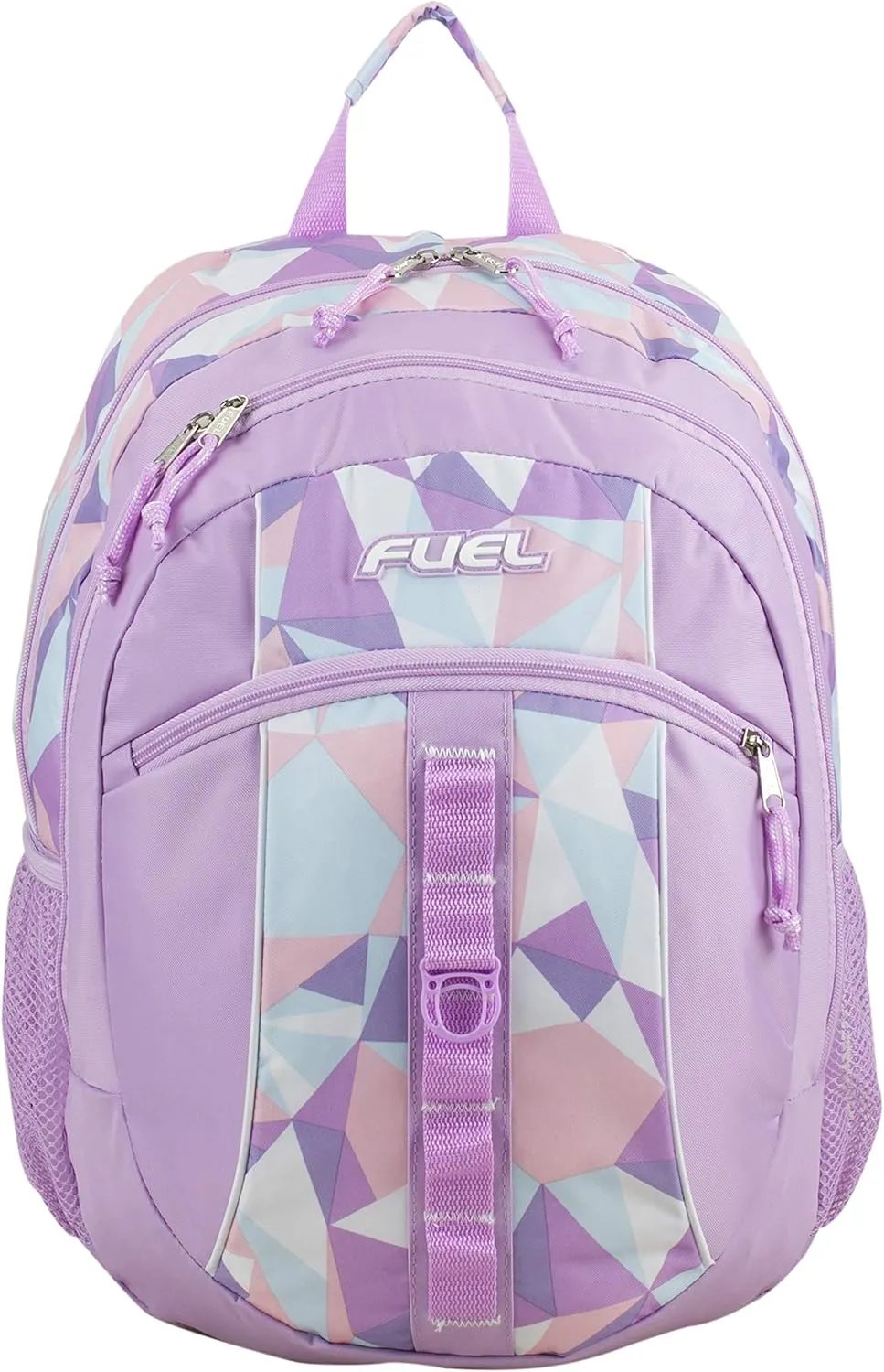 FUEL Active Sport Carry On Luggage Weekender Daypack Backpack Bag, for Gym, Work, Hiking, Travel, Lovely Lilac/Crystal Clear Geo Print