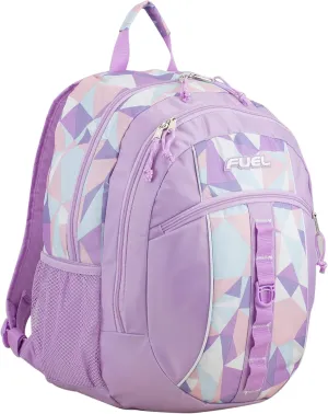 FUEL Active Sport Carry On Luggage Weekender Daypack Backpack Bag, for Gym, Work, Hiking, Travel, Lovely Lilac/Crystal Clear Geo Print