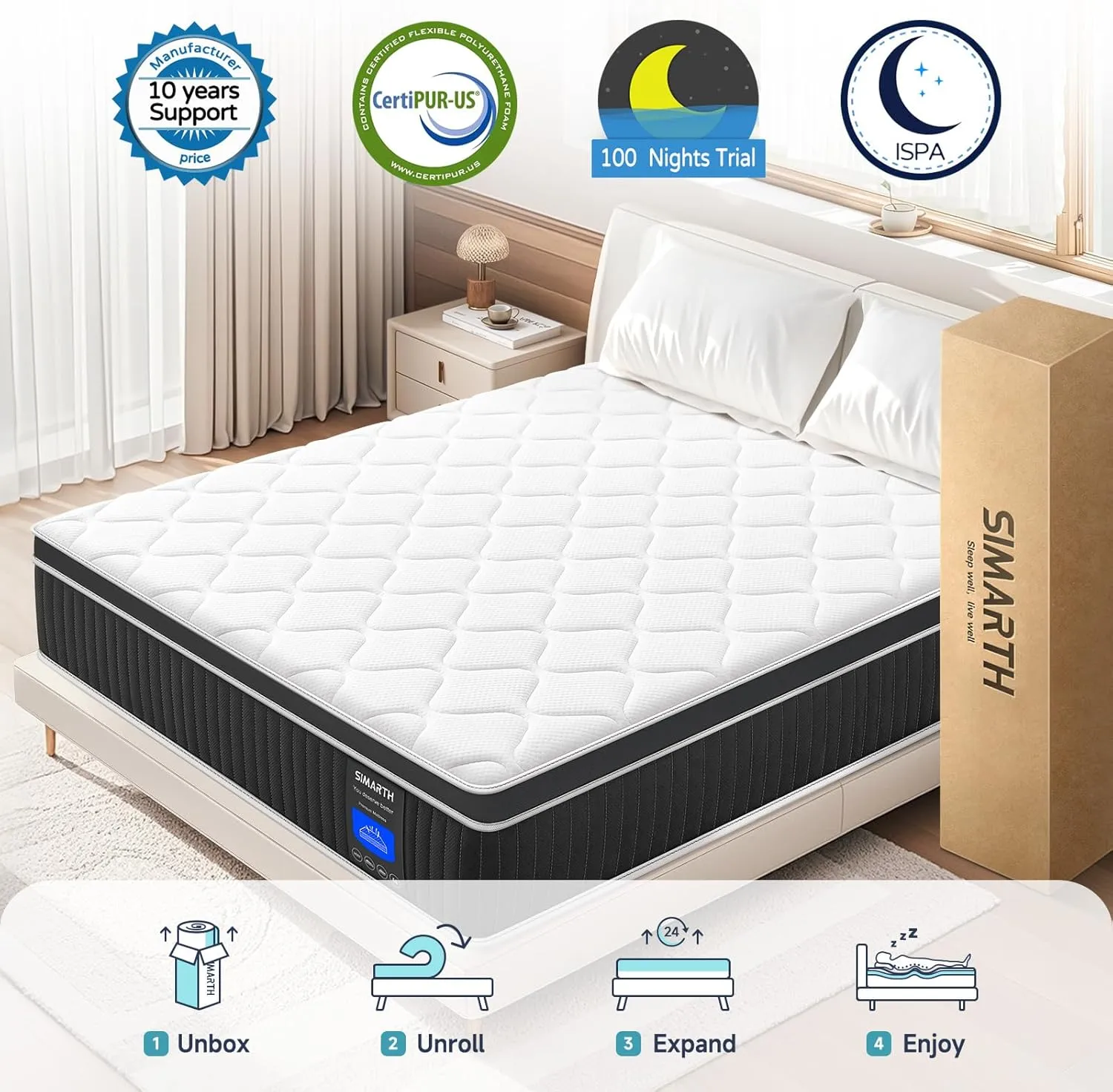 Full Mattress 12 Inch, Upgrade Strengthen Full Size Hybrid Mattresses in a Box, Memory Foam Full Mattress Made of Individually Pocketed Springs for Support and Pressure Relief, Medium Firm