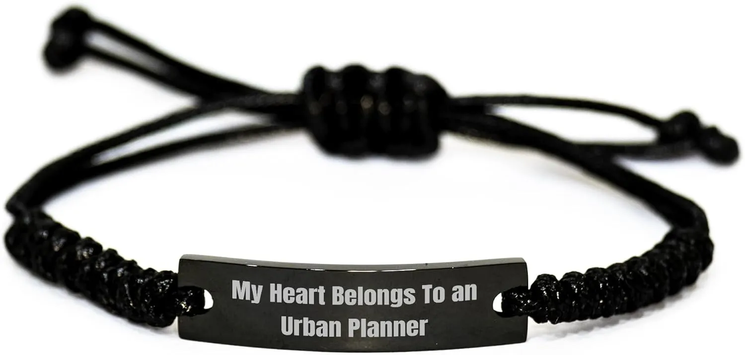 Funny Urban Planner Gifts, My Heart Belongs To An Urban Planner Rope Bracelet, Adjustable, Gifts from Family for Mother's Day