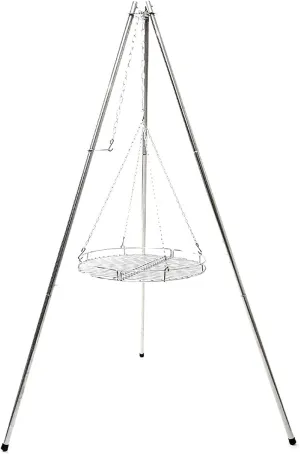 FUSIVE Tripod BBQ Grill, Foldable Camping Hanger Hanging for Outdoor Cooking Drying Clothes Pot Roast Grilling Outdoor Picnic Camping BBQ Cooking