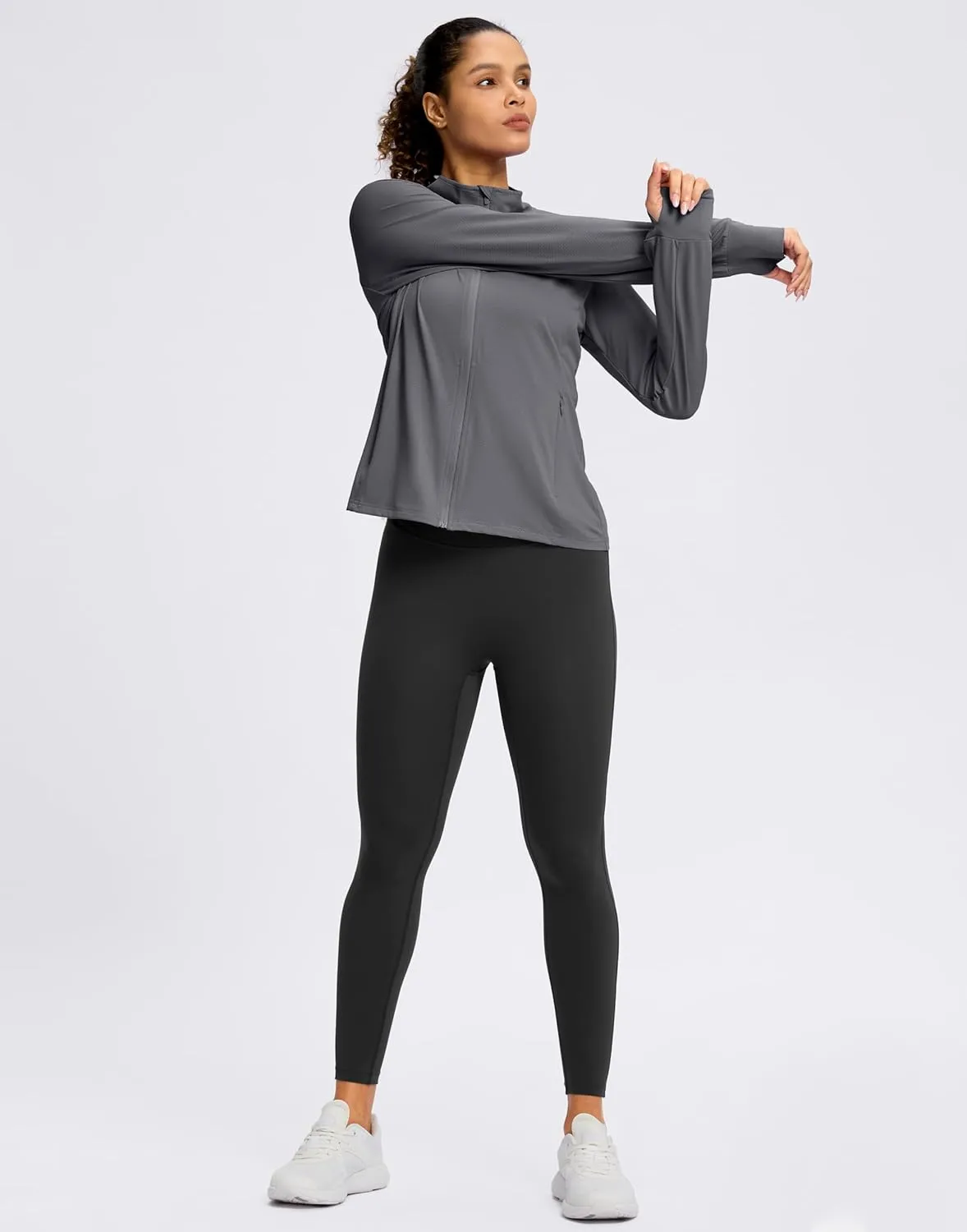 G Gradual Women's UPF 50  Lightweight Workout Jackets Sun Protection Zip Up 4 Pockets Long Sleeve Shirts Athletic Hiking
