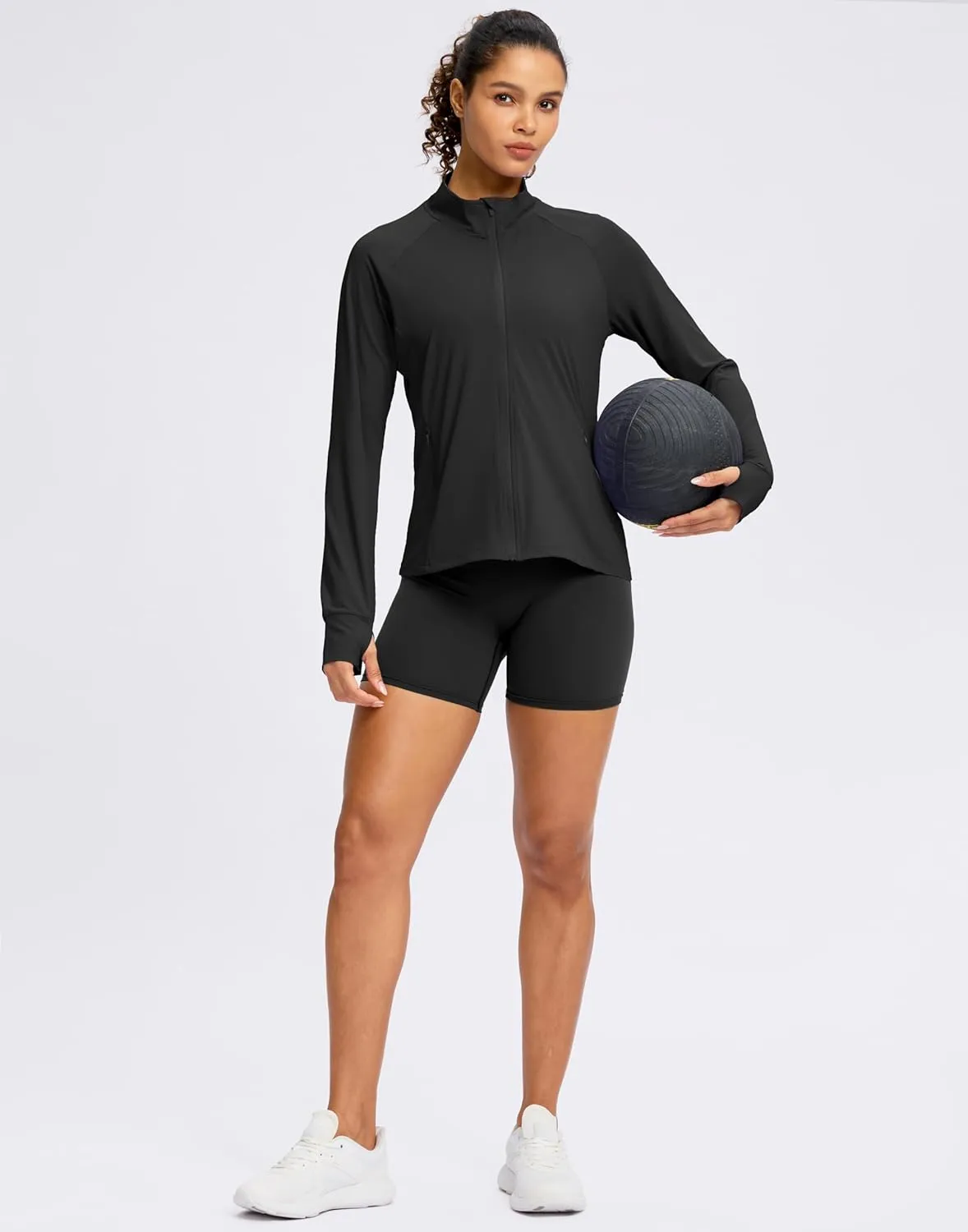 G Gradual Women's UPF 50  Lightweight Workout Jackets Sun Protection Zip Up 4 Pockets Long Sleeve Shirts Athletic Hiking