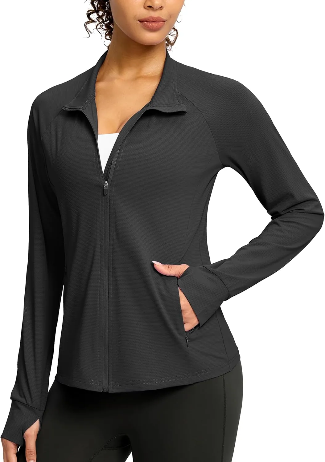 G Gradual Women's UPF 50  Lightweight Workout Jackets Sun Protection Zip Up 4 Pockets Long Sleeve Shirts Athletic Hiking