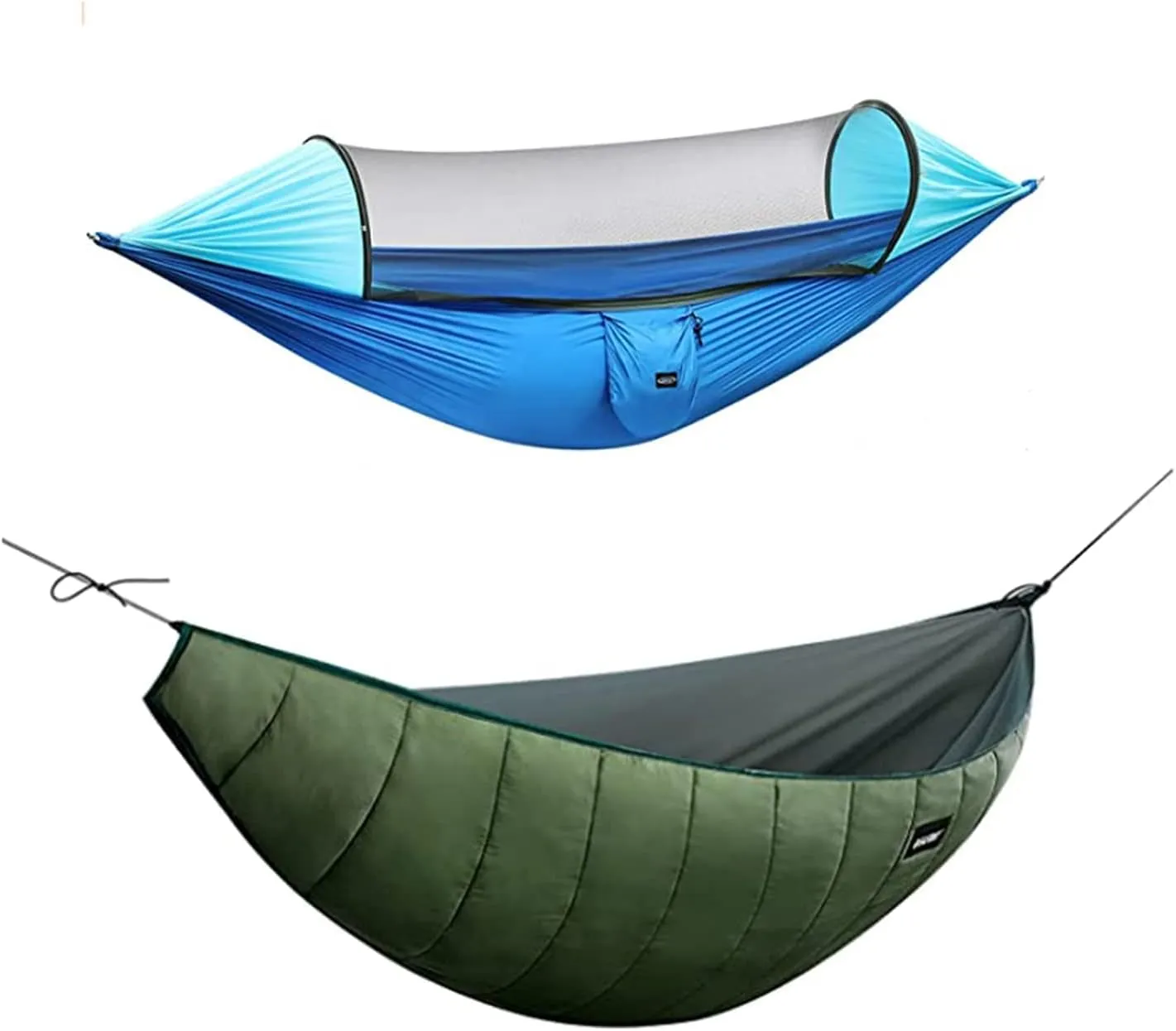 G4Free Large Camping Hammock with Net and Underquilt 2 Person Pop-up Parachute Lightweight Hammocks Warm 4 Season Winter Under Quilt Hammock Bed for Outdoor Backpacking Backyard Hiking