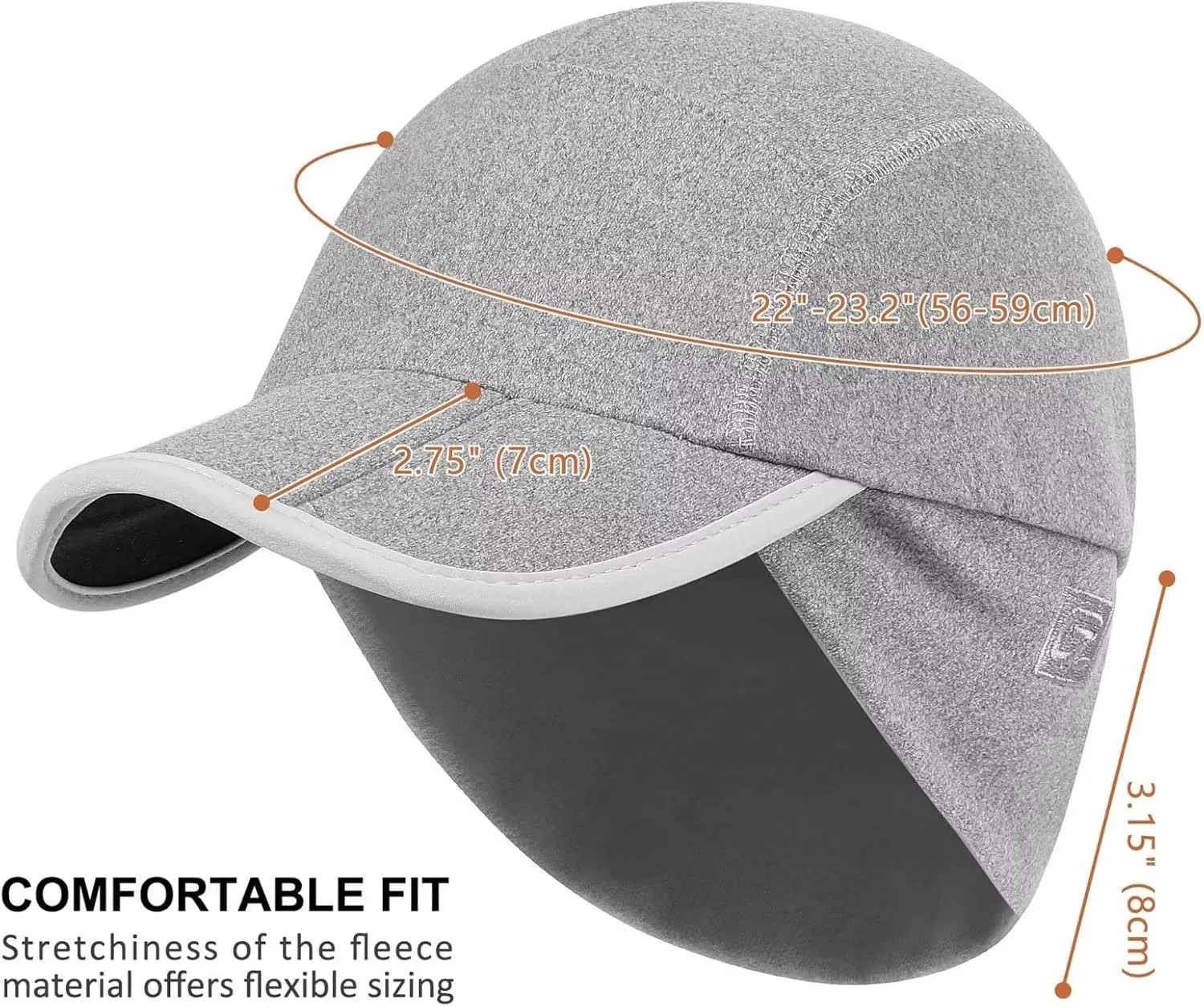 GADIEMKENSD Fleece Ball Cap with Drop Down Ear Warmer, Foldable Brim, Reflective Winter Run Hat Unisex