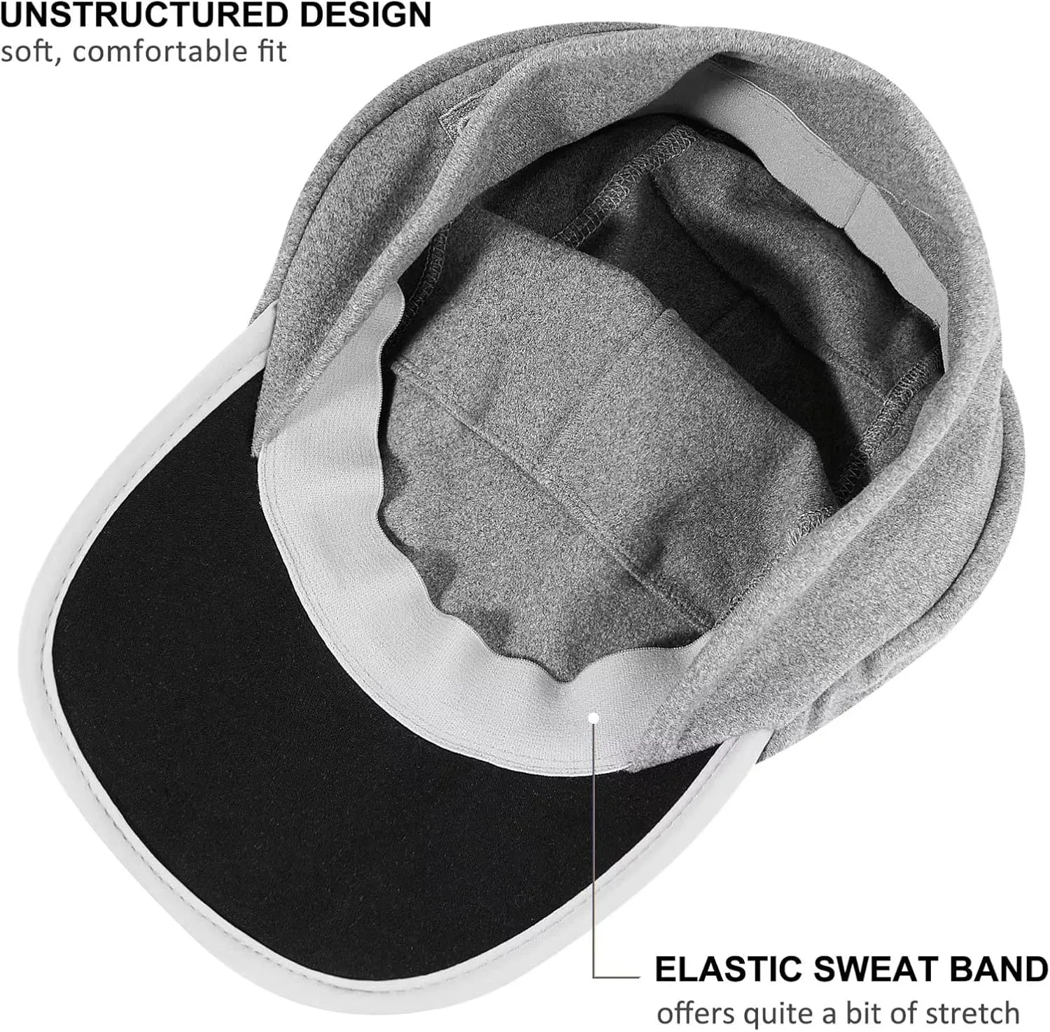 GADIEMKENSD Fleece Ball Cap with Drop Down Ear Warmer, Foldable Brim, Reflective Winter Run Hat Unisex